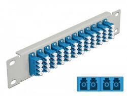 Delock 10 üvegszálas patch panel 12 portos LC Quad kék 1U szürke