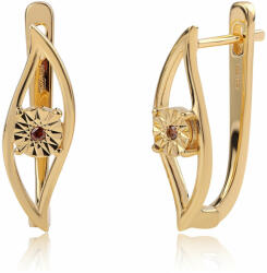  Arannyal Bevont Ezüst Fülbevaló Vörös Gyémánttal, ROS718