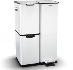 Klarstein Coș de gunoi Tiyo 3 în 1 60 l, 30 l + 17 l + 13 l, sortare deșeuri, închidere silențioasă, capac din oțel inoxidabil (KG28-I-60-white) (KG28-I-60-white) - klarstein Cos de gunoi
