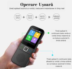  Kétirányú vokális digitális intelligens fordító VisionHub, több mint 137 nyelven online és 16 offline, valós idejű fordító, hang, szöveg, fényképek, Wi-Fi, 2, 4 hüvelykes érintőképernyő, 8 Gb,