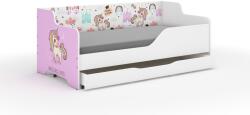  LILU gyerekágy laminált fronttal és oldallal 160x80cm matraccal és ágyneműtartóval - rózsaszín unikornis