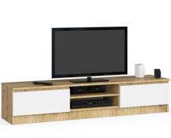 AKORD - Modern RTV Szekrény K160 CLP Dió Artisan/Fehér - 2 Ajtós, Lemezelt Bútorlap, Mat Felület, 160x33x40 cm, Szekrény Összeszerelés, Elegáns Tárolási Megoldás (OP0LRTVCLP160-ARTBIA)