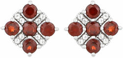  Ezüst Fülbevaló Gránáttal és Fehér Topázzal, PCY11438