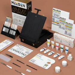  Festőkészlet festőálvánnyal - MEEDEN Artist Acrylic Painting Set with Sketch Easel Box - pepita