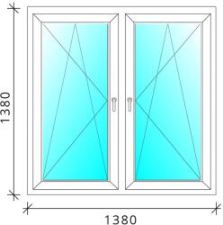  140x140 Tokosztott nyb/nyb műanyag ablak