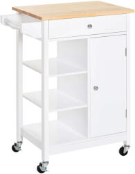 Homcom Kocsi polcokkal és szekrényekkel HOMCOM, MDF, 66x39, 5x86, 5 cm, fehér
