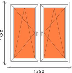 140x140 Tokosztott műanyag ablak 3 rétegű üveggel