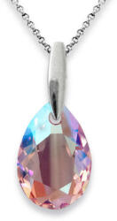 Swarovski Csepp Medál Ezüst Nyaklánc - Színjátszó Kristály - 30x6mm