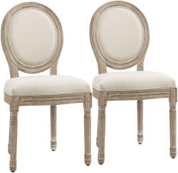 HomCom 2 darabos szék készlet, fa, fehér