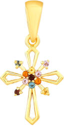  Kereszt Arannyal Bevont Ezüst Medál Ametiszttel és Madeirai Citrinnel, PCY11334