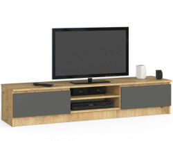 AKORD RTV Stojąca Komód, 160 cm, kézműves tölgy/Grafit Szürke, 2 Ajtós, 2 Polcos, (OP0LRTVCLP160-ARTSZA)