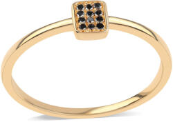  Arannyal Bevont Ezüst Gyűrű Fekete Gyémánttal, ROS773/57