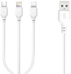 XO Кабел за зареждане и пренос на данни XO cable NB103 3in1 USB - Lightning + USB-C + microUSB 1, 0 m 2, 1A, Бял (NB103)