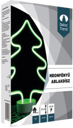 DekorTrend NeonFényű Fenyő Ablakdísz, zöld színben, vezeték nélküli, 31 cm