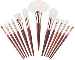 Sminkkefék szett, professzionális, fa fogantyú, piros fa 13 db