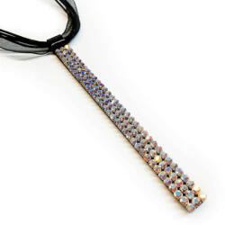  3 kősoros organza szalagos nyakék - Swarovski kristályos