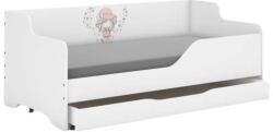  LILU gyerekágy laminált oldallal 160x80cm matraccal és ágyneműtartóval - kalapos lány lufival