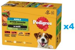 PEDIGREE Adult Choice of Flavors zöldségekkel 48x100g teljes értékű nedves eledel felnőtt kutyáknak, marhahús és bárányhús keverékével, marhahús és máj keverékével, csirkével, pulykával, mártásban