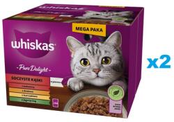 Whiskas Adult Pure Delight Lédús falatokat zselében 48x85 g darabok marhahússal, csirkével, bárányhússal, baromfival felnőtt macskáknak