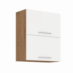TEMPO KONDELA Felső szekrény, lancelot tölgy / fehér extra magas fényű HG, VEGA 60 GU-72 2F - mindigbutor