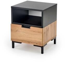 Halmar SILVIA éjjeliszekrény, wotan tölgy - fekete - mindigbutor