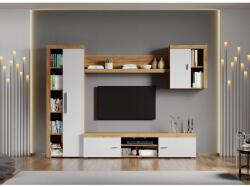 Mobiro Crispy-C10 mintával fehér nappali bútor szett, aranytölgy - mindigbutor