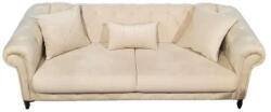  Vintage Bársony Kanapé - Krém - 230x95x85 cm