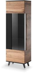 Halmar RANDOM W-1 vitrin, szín: wotan tölgy/fekete - mindigbutor