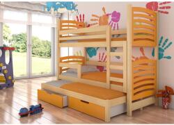 ADRK Háromszemélyes emeletes ágy matracokkal SORIA, Fenyő, Narancs - mindigbutor