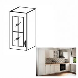 TEMPO KONDELA Felsőszekrény G40S üveggel, balos, fehér/sosna Andersen, SICILIA - mindigbutor