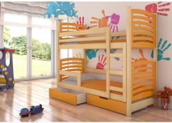 ADRK Kétszemélyes emeletes ágy matracokkal OSUNA, Fenyő, Narancs - mindigbutor