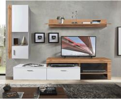 TEMPO KONDELA Nappali fal/szekrénysor, wotan tölgy/fehér, ALUBA - mindigbutor