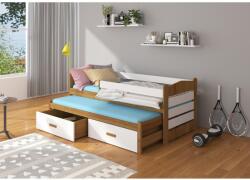 ADRK Ágykeret dupla TIARRO korláttal 200x90, Tölgyfa, Fehér - mindigbutor