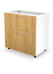 Halmar VENTO D3S-80/82 fiókos alsó szekrény, szín: méz tölgy/fehér - mindigbutor