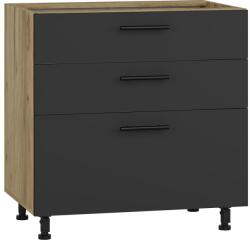 Halmar VENTO DS3-80/82 alsó fiókos szekrény, szín: craft tölgy/antracit - mindigbutor