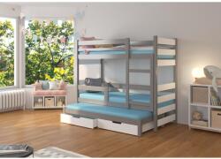 ADRK Háromszemélyes emeletes ágy matracokkal KARLO, Szürke, Fehér - mindigbutor