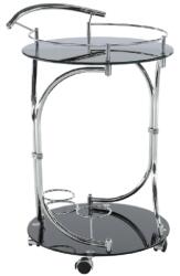 TEMPO KONDELA Zsúrasztal, fekete üveg + fém (króm), VESNA - mindigbutor