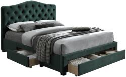 TEMPO KONDELA Ágy+ágyrács, smaragdzöld bársonyszövet, 180x200, KESADA - mindigbutor