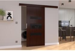 ADRK Fali tolóajtó DESIO 76, Wenge, Fekete Lacobel