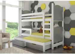 ADRK Háromszemélyes emeletes ágy matracokkal LETICIA, Fehér, Szürke - mindigbutor