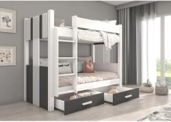 ADRK Ágy emeletes két személyes ARTA 200x90, Fehér, Antrasztit - mindigbutor