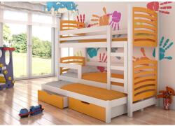 ADRK Háromszemélyes emeletes ágy matracokkal SORIA, Fehér, Narancs - mindigbutor