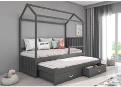 ADRK Jonaszek házikó ágy korláttal 200x90, Grafitszürke - mindigbutor