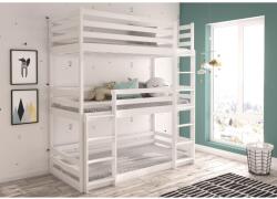 ADRK TEDRO háromszemélyes emeletes ágy matraccal 180x80, Fehér - mindigbutor