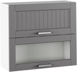 TEMPO KONDELA Felső szekrény, sötétszürke/fehér, JULIA TYP 13