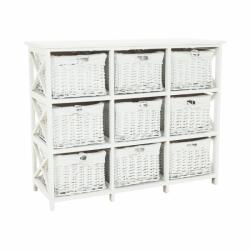 TEMPO KONDELA Komód, fa/vesszőfonás/szövet, fehér, RAFAELLO 9 - mindigbutor