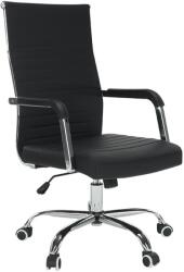 TEMPO KONDELA Irodai szék, textilbőr/fém, fekete/króm, FARAN - mindigbutor