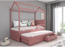 ADRK Jonaszek házikó ágy korláttal 180x80, Rózsaszín - mindigbutor