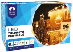 DekorTrend Kültéri Toldható LED Fényháló, Meleg Fehér, 200 x 100 cm, 96 LED