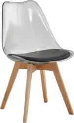 TEMPO KONDELA Szék, átlátszó fekete, akril/ekobőr/bükk, BALI 2 NEW - mindigbutor